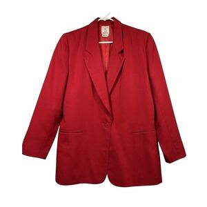 Vintage Mary Kay by Angelica Red Single Button Blazer Jacket Womens Sz 8 Regular